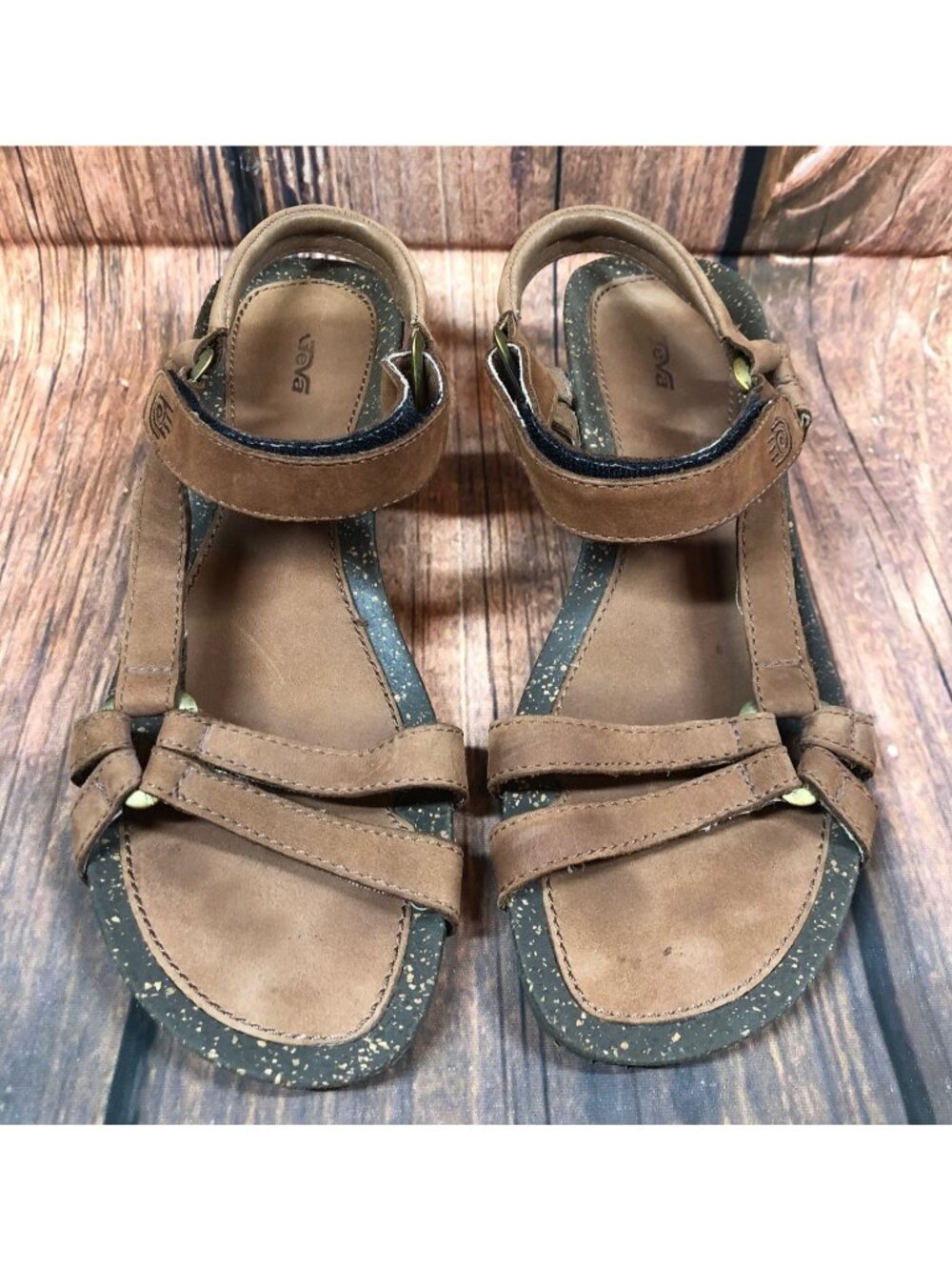 Teva Ventura Cork Brown Wedge Platform Sandals Womens 8 / 39 (42c4)